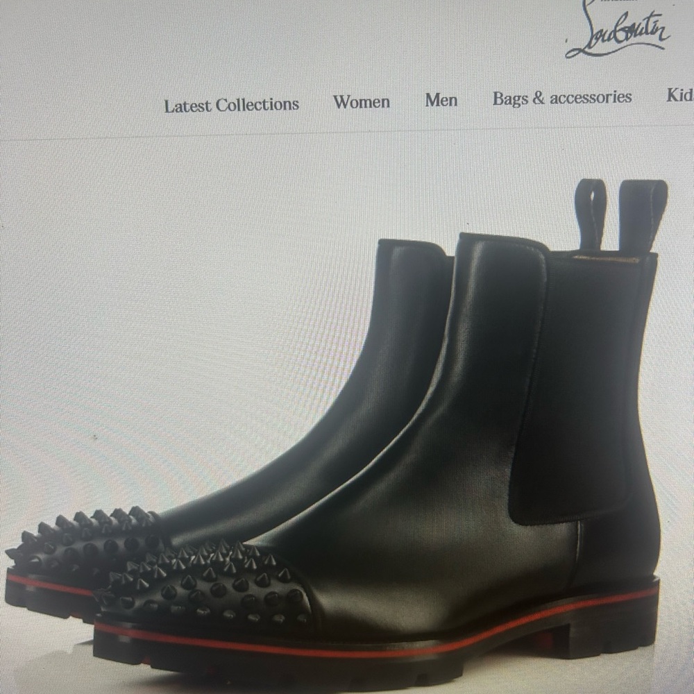 Christian Louboutin Black Boots with Red Sole and Spikes